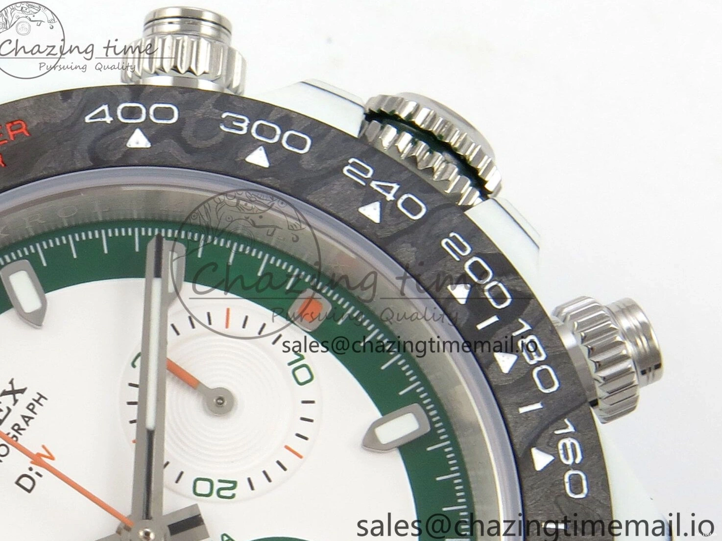 Grey Carbon Edition DIW on and White A7750 Nylon Case Daytona Strap Dial Bezel Green DIWF 0403
